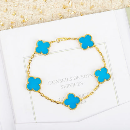 [Love Lucky]CLOVER 5 MOTIFS TURQUOISE BRACELET