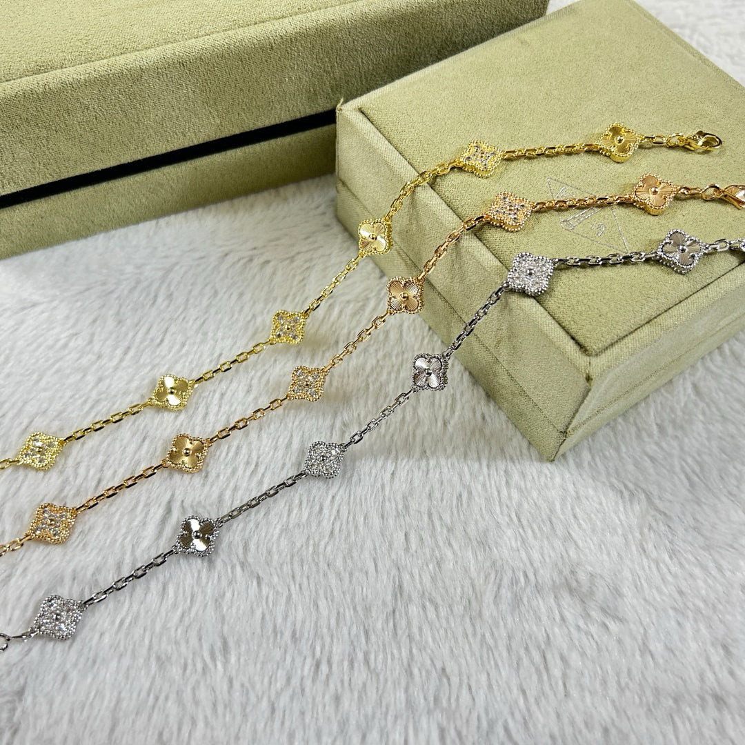 [Love Lucky]CLOVER 6 MOTIF DIAMOND LASER BRACELET