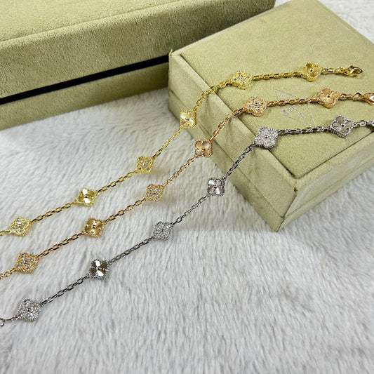 [Love Lucky]CLOVER 6 MOTIF DIAMOND LASER BRACELET