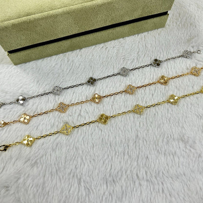 [Love Lucky]CLOVER 6 MOTIF DIAMOND LASER BRACELET
