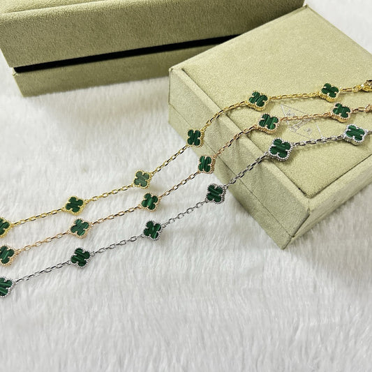 [Love Lucky]CLOVER 6 MOTIF MALACHITE BRACELET