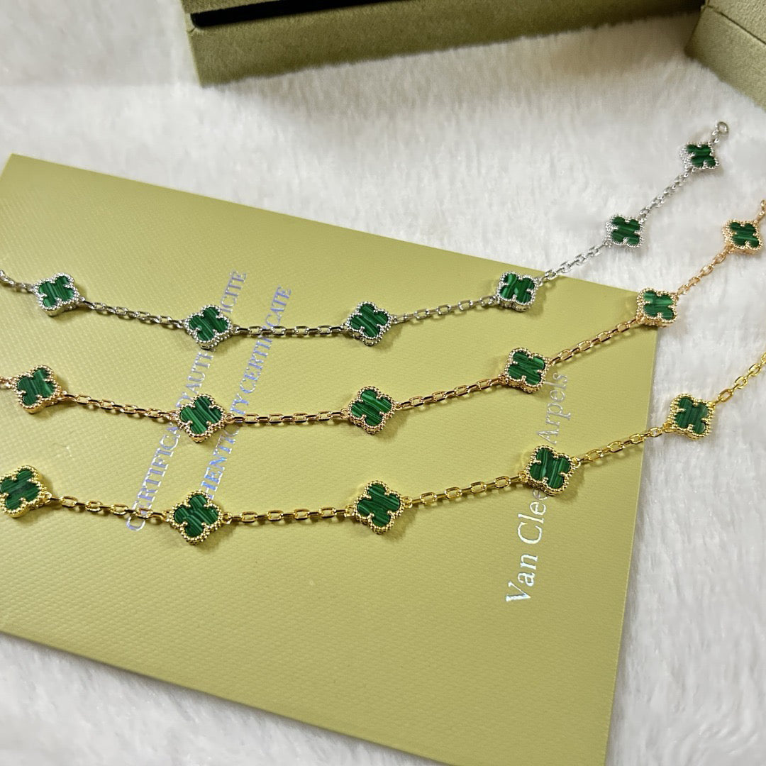 [Love Lucky]CLOVER 6 MOTIF MALACHITE BRACELET