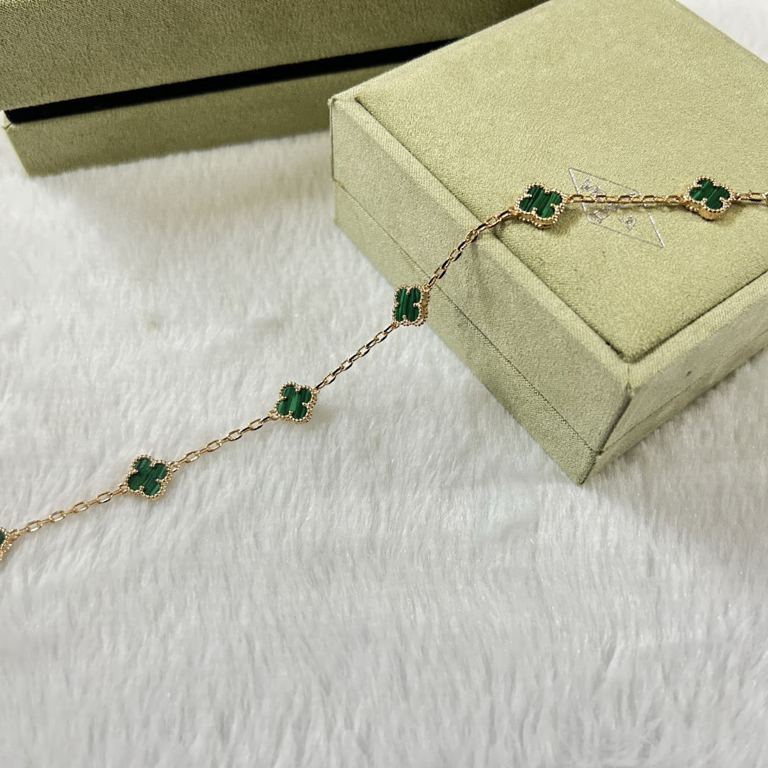 [Love Lucky]CLOVER 6 MOTIF MALACHITE BRACELET