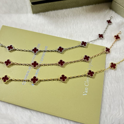 [Love Lucky]CLOVER 6 MOTIF RED AGATE BRACELET