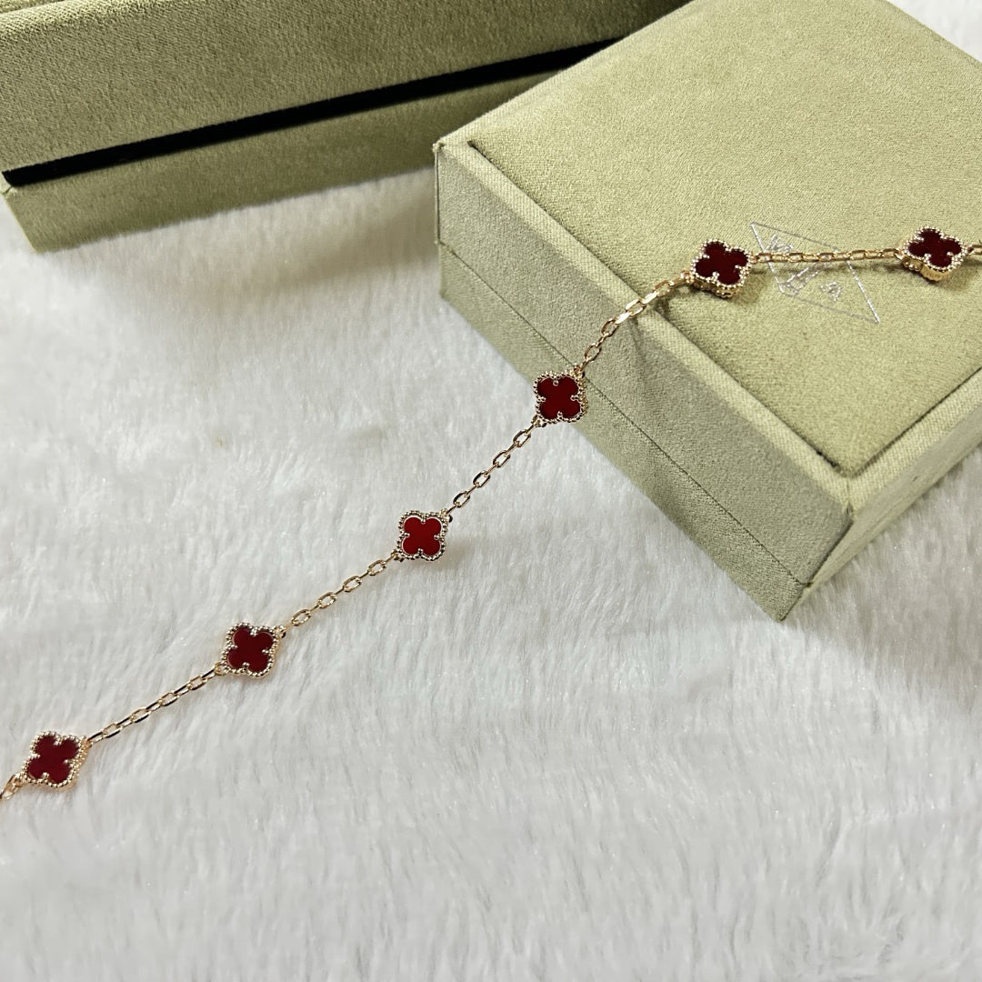 [Love Lucky]CLOVER 6 MOTIF RED AGATE BRACELET
