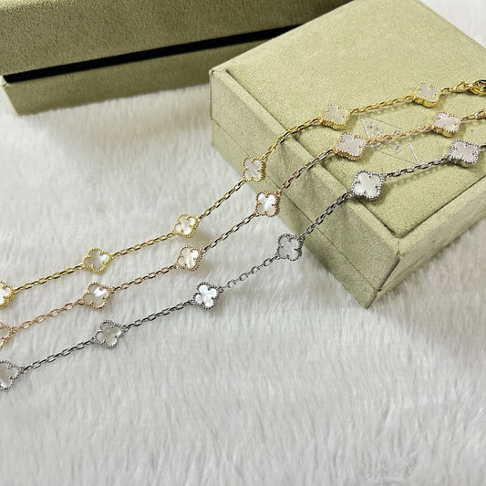 [Love Lucky]CLOVER 6 MOTIF WHITE MOP BRACELET