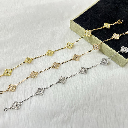 [Luxe]CLOVER 6 MOTIF DIAMOND BRACELET