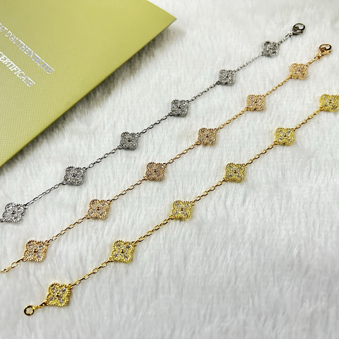 [Luxe]CLOVER 6 MOTIF DIAMOND BRACELET