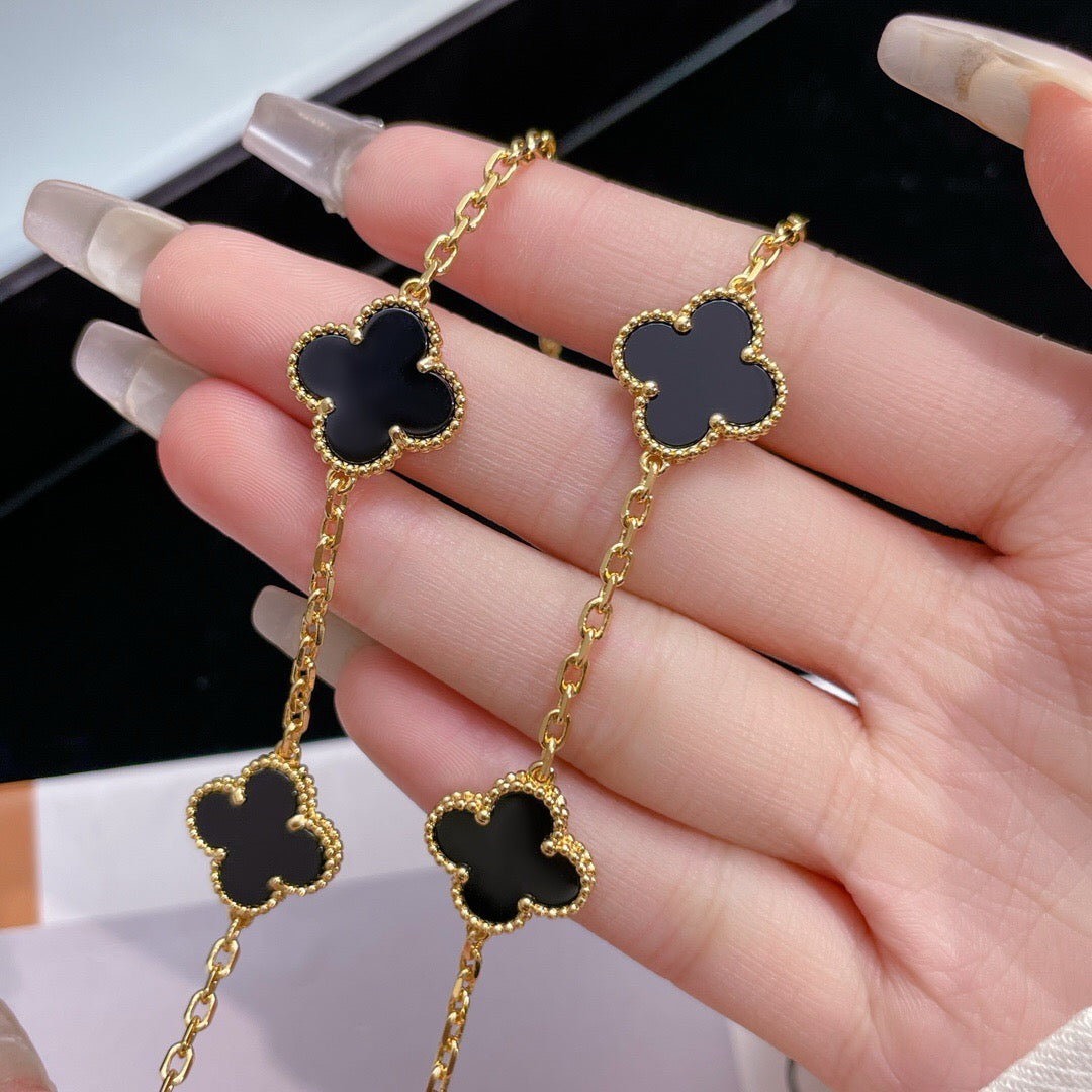 [Love Lucky]CLOVER 10 MOTIFS ONYX NECKLACE