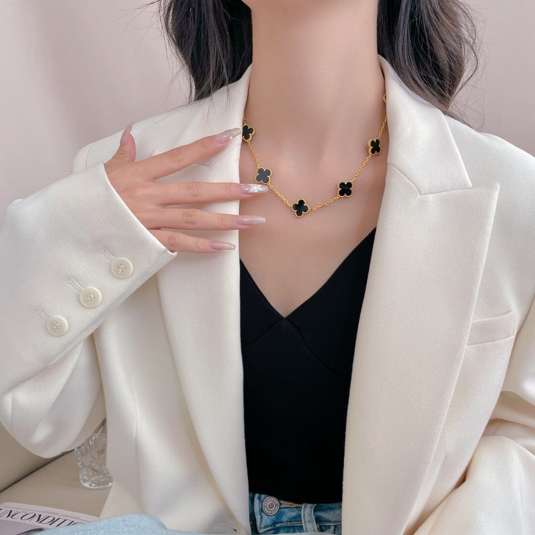 [Love Lucky]CLOVER 10 MOTIFS ONYX NECKLACE
