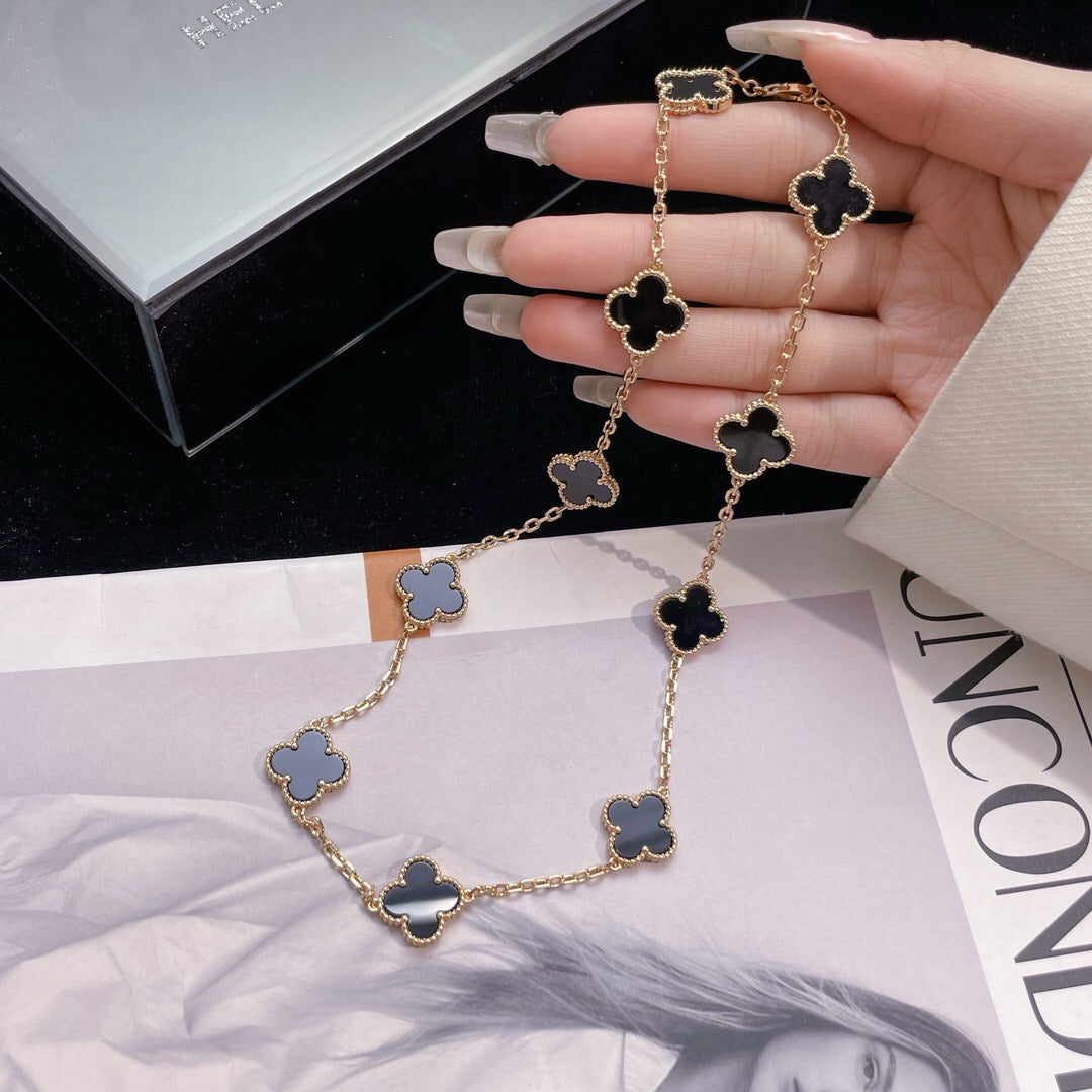 [Love Lucky]CLOVER 10 MOTIFS ONYX NECKLACE