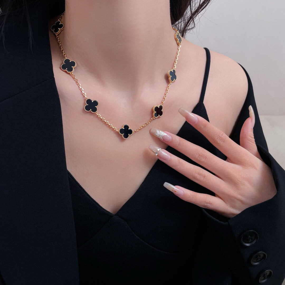 [Love Lucky]CLOVER 10 MOTIFS ONYX NECKLACE