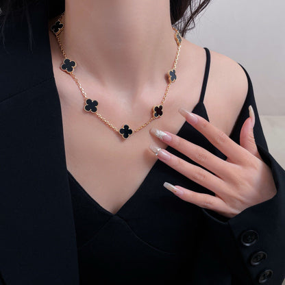 [Love Lucky]CLOVER 10 MOTIFS ONYX NECKLACE
