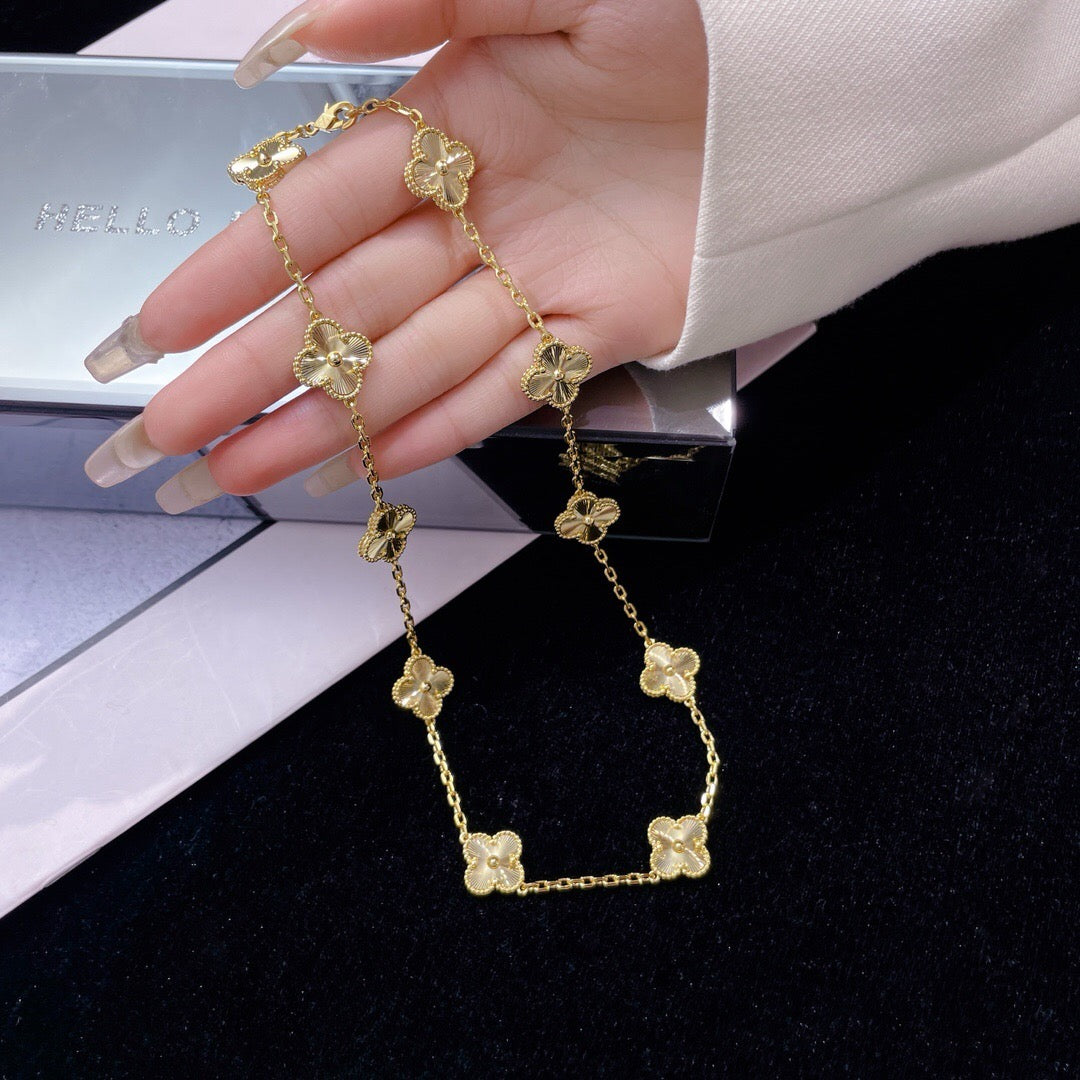 [Love Lucky]CLOVER 10 MOTIFS LASER NECKLACE