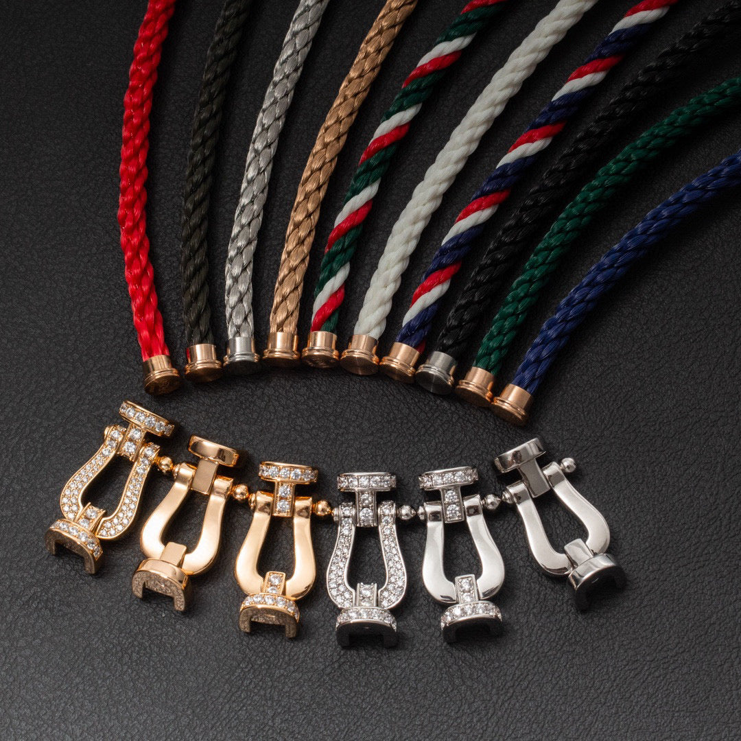 [Love Lucky]FORCE LARGE HORSESHOE HALF DIAMOND BRACELET SILVER