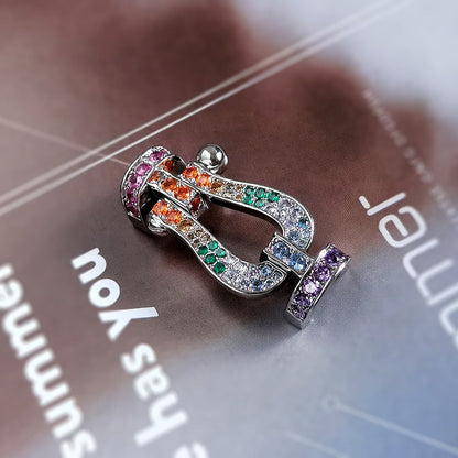 [Love Lucky]FORC LARGE HORSESHOE  COLORED DIAMOND BRACELET SILVER