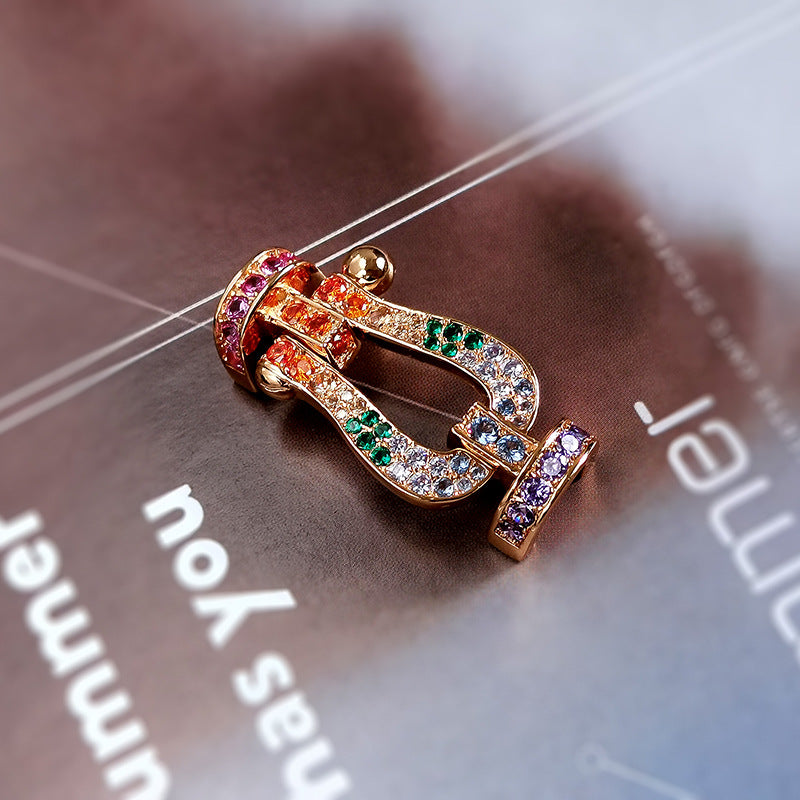 [Love Lucky]FORC LARGE HORSESHOE  COLORED DIAMOND BRACELET SILVER