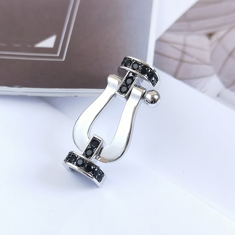 [Love Lucky]FORCE LARGE HORSESHOE BLACK DIAMOND BRACELET SILVER