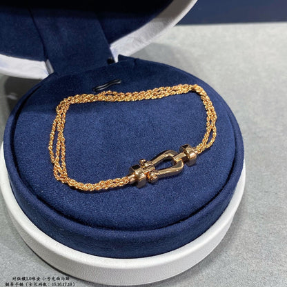 [Love Lucky]FORCE SMALL HORSESHOE  DIAMOND CHAIN ROPE BRACELET