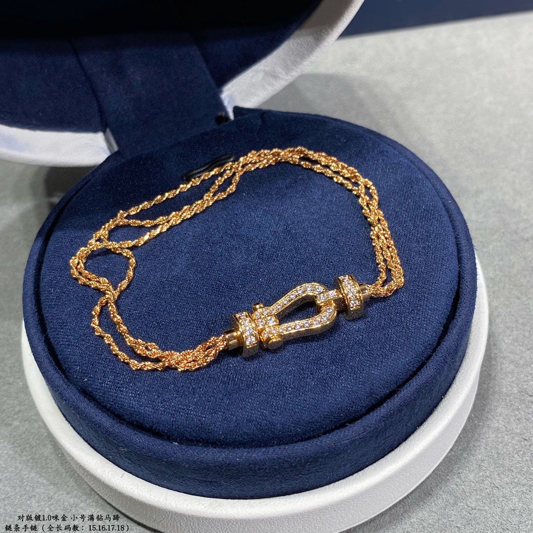 [Love Lucky]FORCE SMALL HORSESHOE  DIAMOND CHAIN ROPE BRACELET