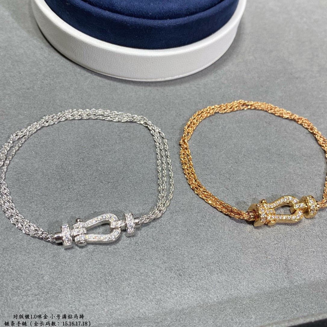 [Love Lucky]FORCE SMALL HORSESHOE  DIAMOND CHAIN ROPE BRACELET