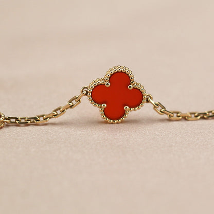 [Love Lucky]CLOVER 5 MOTIFS RED AGATE  BRACELET