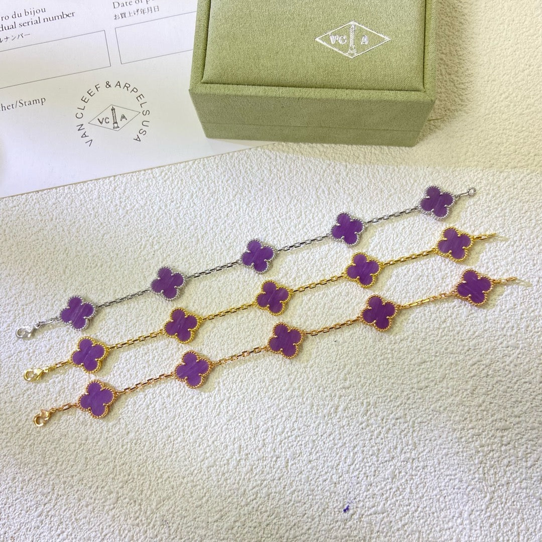 [Love Lucky]CLOVER  5 MOTIFS  PURPLE VIOLET BRACELET