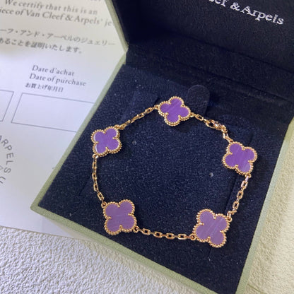 [Love Lucky]CLOVER  5 MOTIFS  PURPLE VIOLET BRACELET