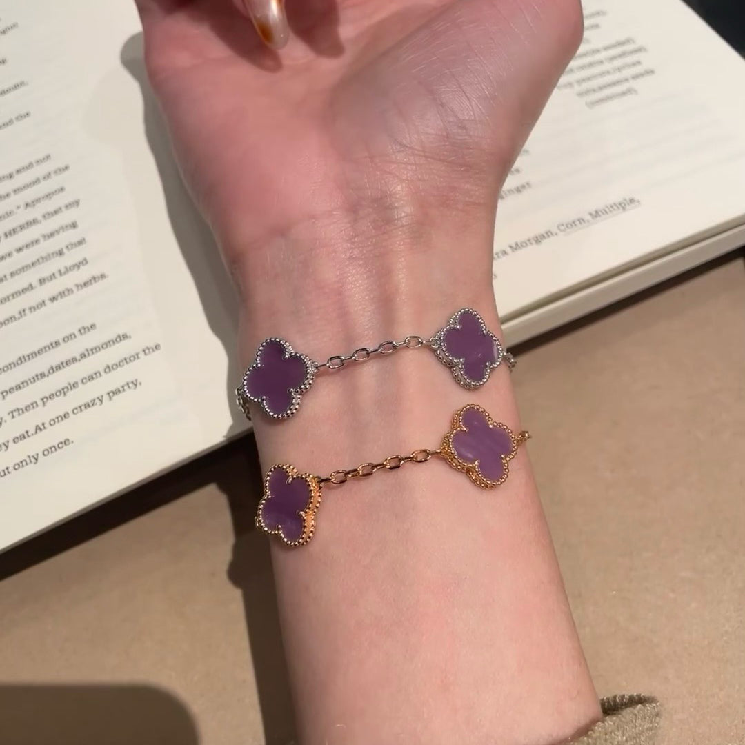 [Love Lucky]CLOVER  5 MOTIFS  PURPLE VIOLET BRACELET