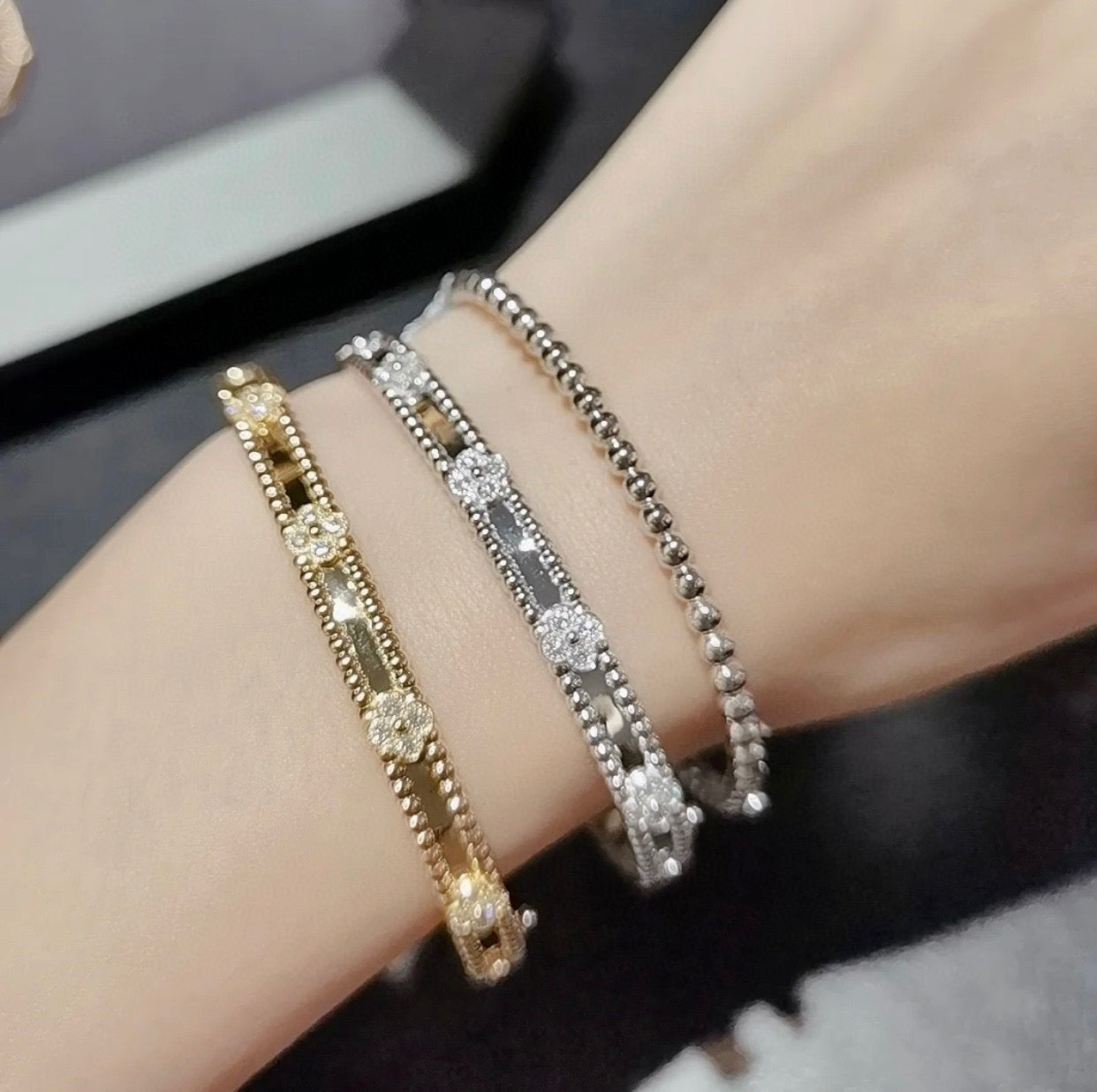 [Love Lucky]CLOVER BRACELET 4MM DIAMONDS