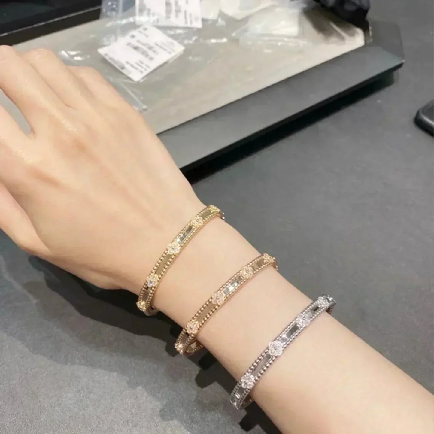 [Love Lucky]CLOVER BRACELET 4MM DIAMONDS