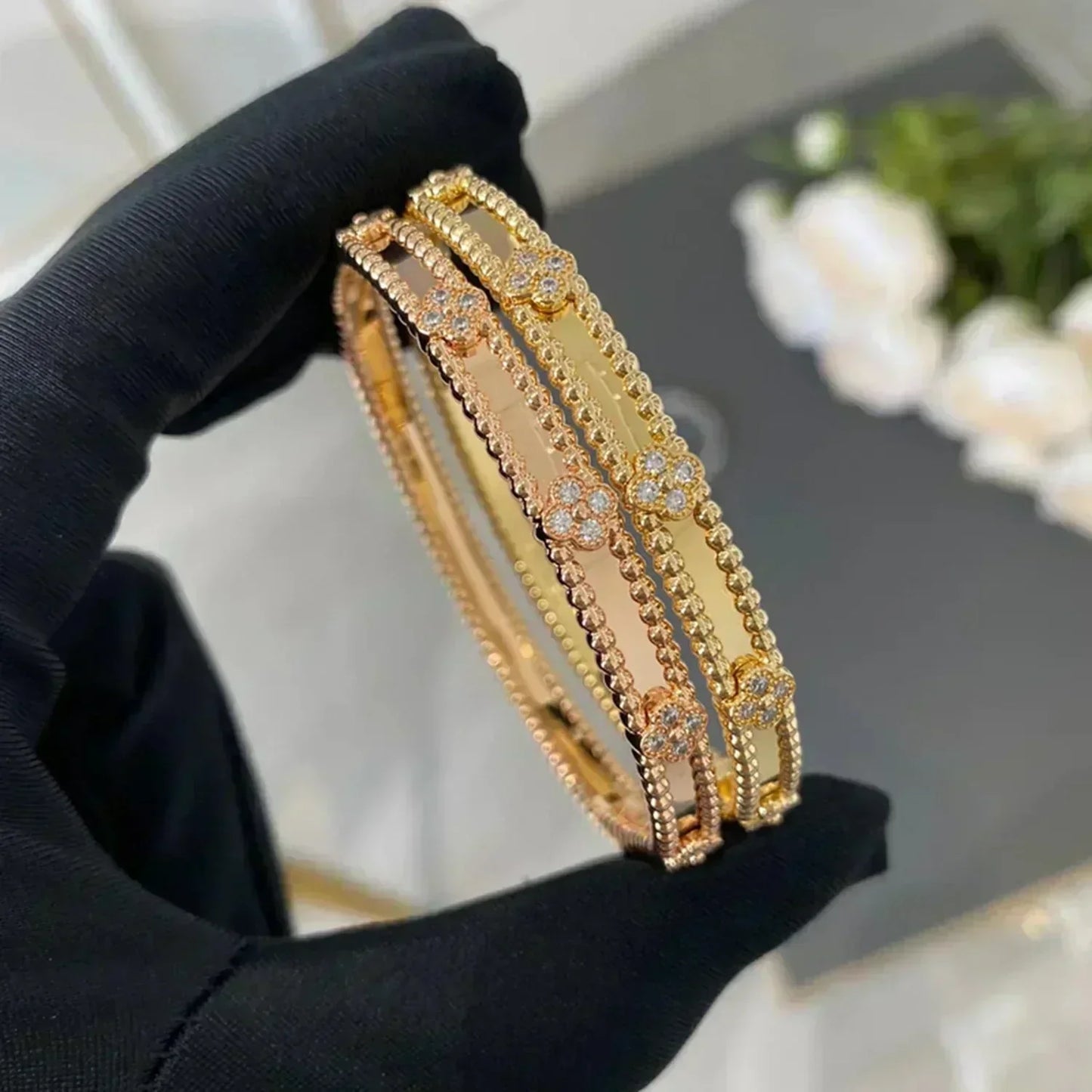 [Love Lucky]CLOVER BRACELET 4MM DIAMONDS