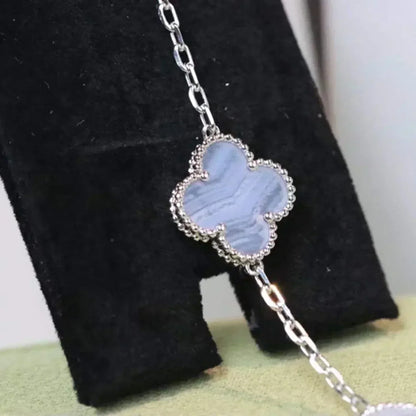 [Love Lucky]CLOVER  5 MOTIF PURPLE CHALCEDONY BRACELET SILVER