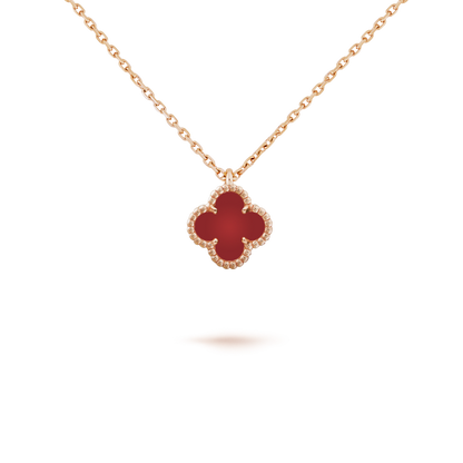 [Love Lucky]CLOVER MINI 9.5MM WHITE CARNELIANS NECKLACE