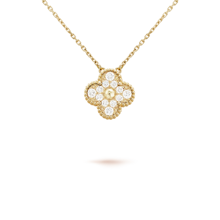 [Love Lucky]CLOVER 15MM DIAMOND SINGLE FLOWER NECKLACE