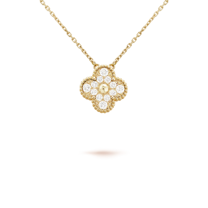 [Love Lucky]CLOVER 15MM DIAMOND SINGLE FLOWER NECKLACE