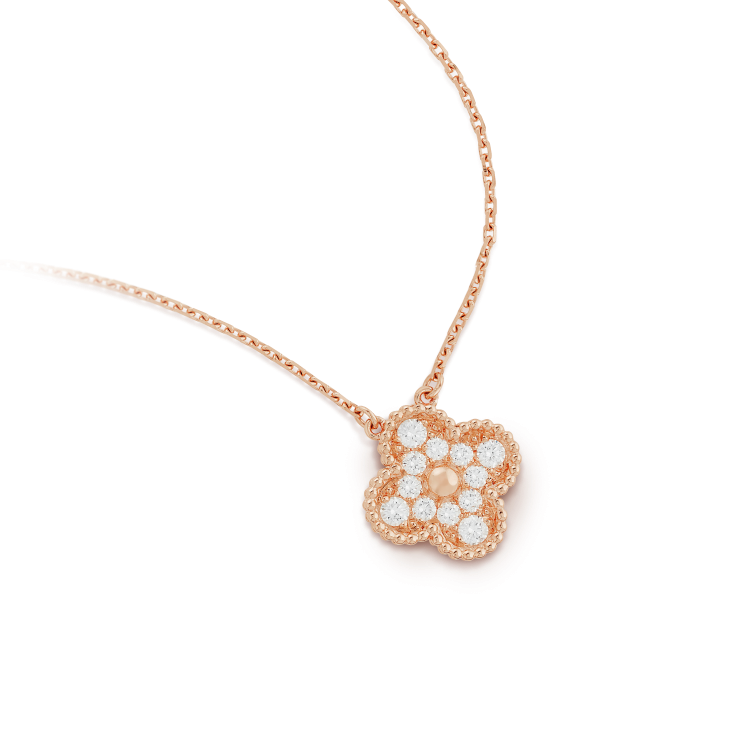 [Love Lucky]CLOVER 15MM DIAMOND SINGLE FLOWER NECKLACE