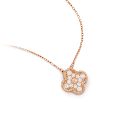 [Love Lucky]CLOVER 15MM DIAMOND SINGLE FLOWER NECKLACE