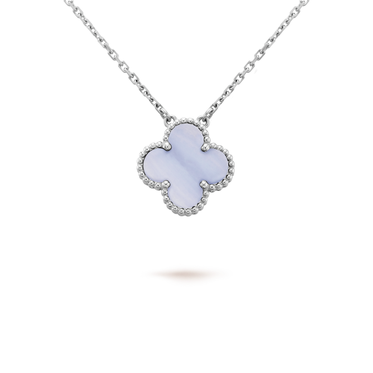 [Love Lucky]CLOVER 15MM BLUE CHALCEDONY NECKLACE SILVER