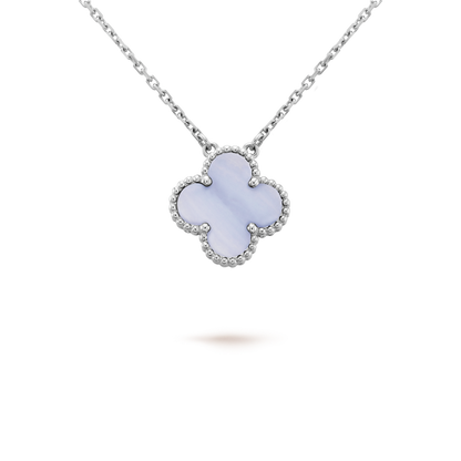 [Love Lucky]CLOVER 15MM BLUE CHALCEDONY NECKLACE SILVER