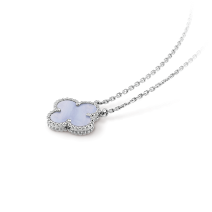 [Love Lucky]CLOVER 15MM BLUE CHALCEDONY NECKLACE SILVER