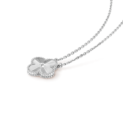 [Love Lucky]CLOVER 15MM LASER NECKLACE SILVER