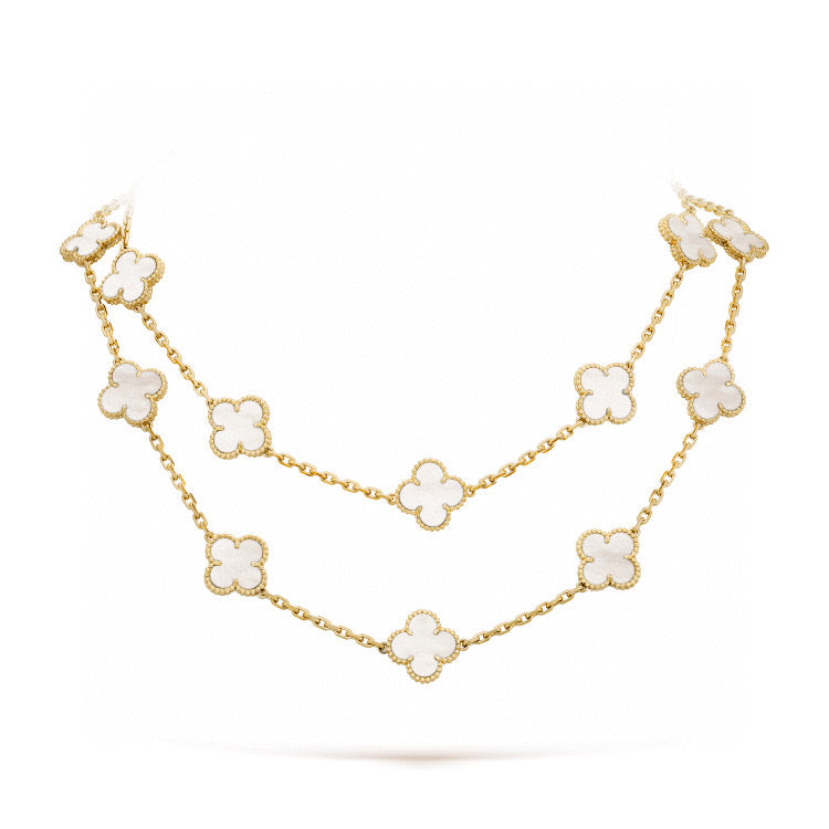 [Love Lucky]CLOVER 20 MOTIFS WHITE MOP NECKLACE