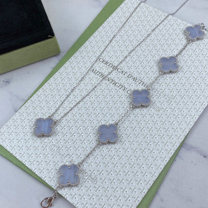 [Love Lucky]CLOVER  5 MOTIF PURPLE CHALCEDONY BRACELET SILVER