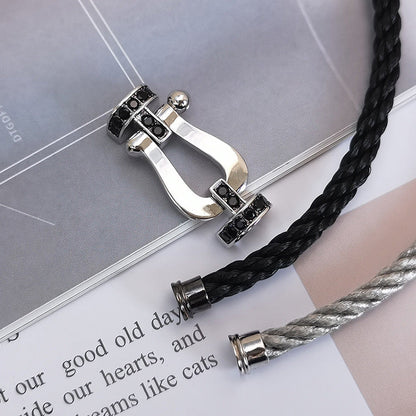 [Love Lucky]FORCE LARGE HORSESHOE BLACK DIAMOND BRACELET SILVER