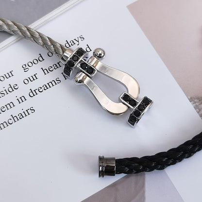 [Love Lucky]FORCE LARGE HORSESHOE BLACK DIAMOND BRACELET SILVER