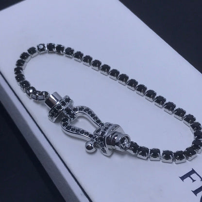 [Love Lucky]FORCE  LARGE HORSESHOE FULL DIAMOND TENNIS BRACELET