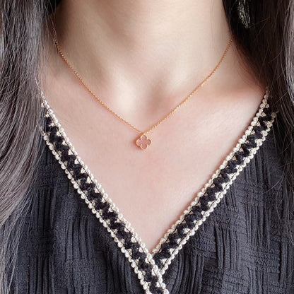 [Love Lucky]CLOVER 15MM PINK MOTHER-OF-PEARL SINGLE FLOWER NECKLACE