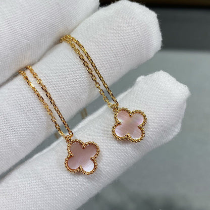 [Love Lucky]CLOVER 15MM PINK MOTHER-OF-PEARL SINGLE FLOWER NECKLACE