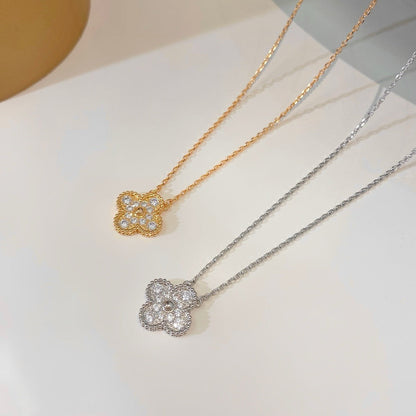 [Love Lucky]CLOVER 15MM DIAMOND SINGLE FLOWER NECKLACE